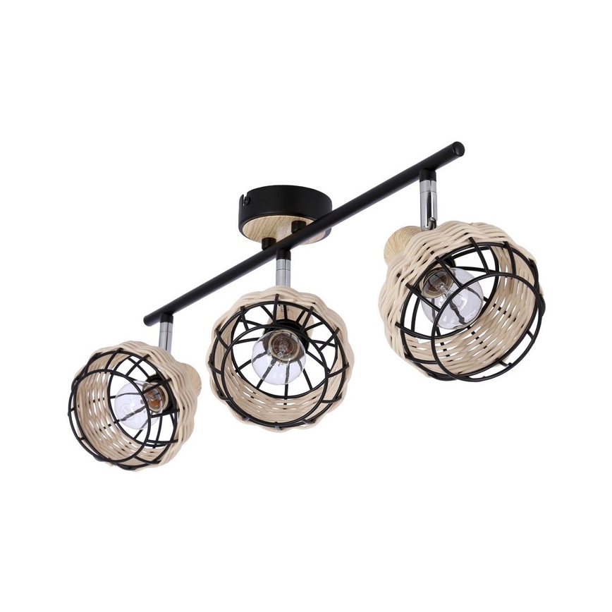 Faretto TAJGA 3xE14/40W/230V rattan/nero