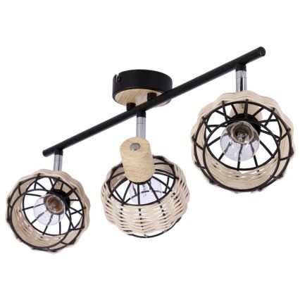 Faretto TAJGA 3xE14/40W/230V rattan/nero