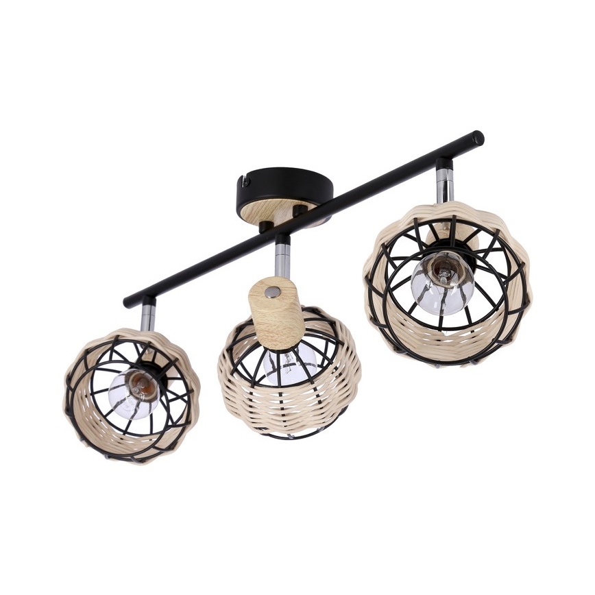 Faretto TAJGA 3xE14/40W/230V rattan/nero