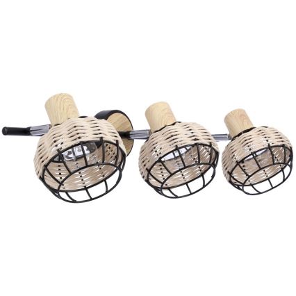 Faretto TAJGA 3xE14/40W/230V rattan/nero