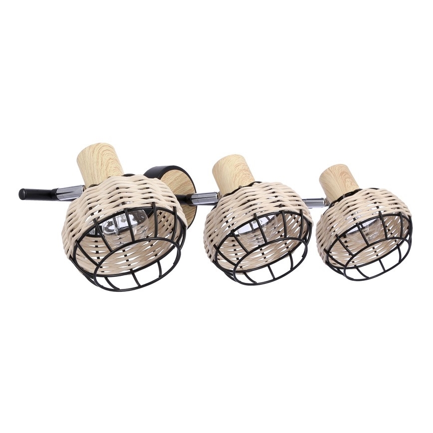 Faretto TAJGA 3xE14/40W/230V rattan/nero