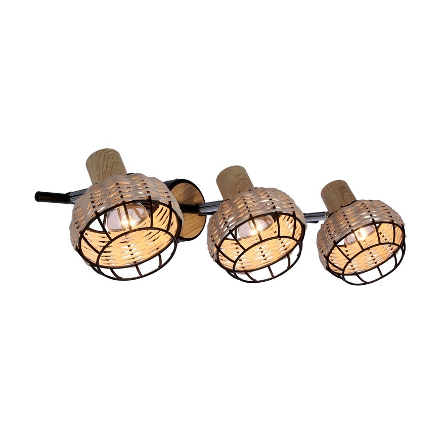 Faretto TAJGA 3xE14/40W/230V rattan/nero