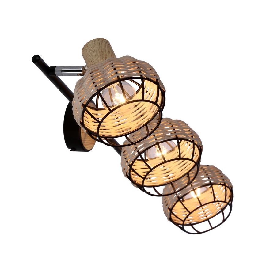 Faretto TAJGA 3xE14/40W/230V rattan/nero