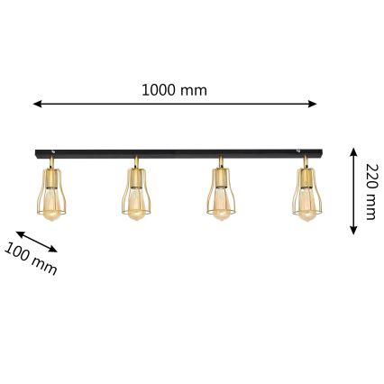 Faretto TUBE 4xE27/15W/230V oro/nero