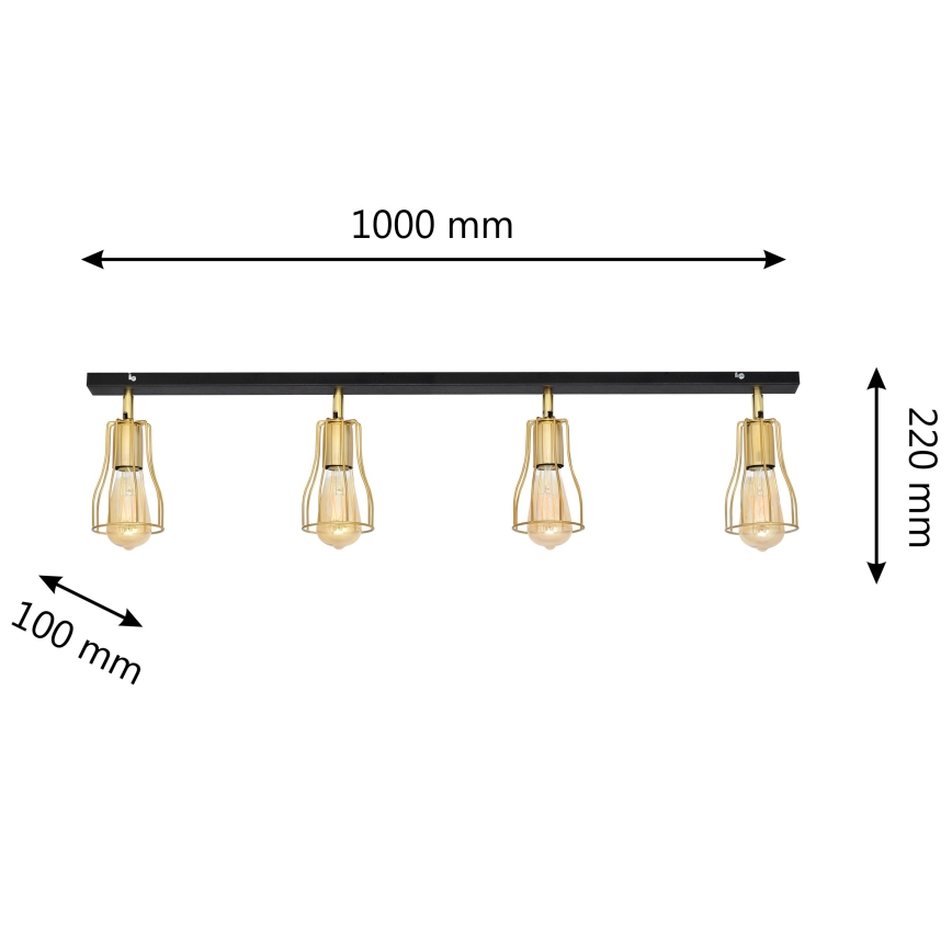 Faretto TUBE 4xE27/15W/230V oro/nero