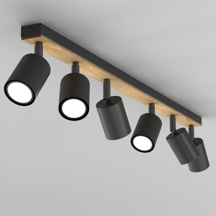 Faretto TULON 6xGU10/8W/230V nero/quercia