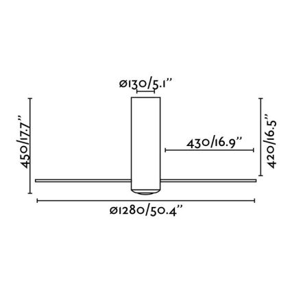 FARO 32034 - Ventilatore da soffitto TUBE FAN bianco/limpido d. 128 cm