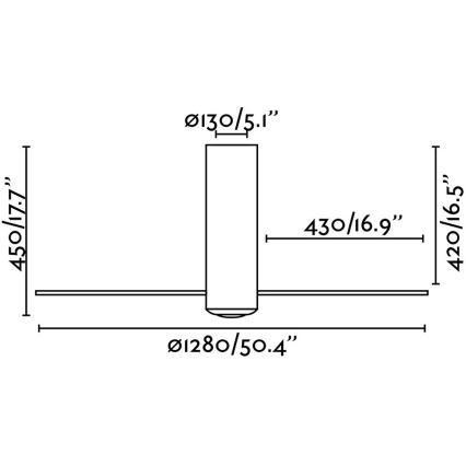 FARO 32035 - Ventilatore da soffitto TUBE FAN nero/limpido d.128 cm + telecomando
