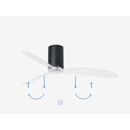 FARO 32041WP - Ventilatore da soffitto MINI TUBE FAN M nero/limpido diametro 128 cm SMART + telecomando
