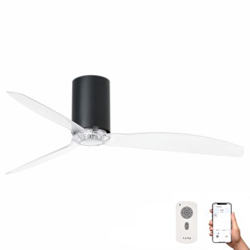FARO 32041WP - Ventilatore da soffitto MINI TUBE FAN M nero/limpido diametro 128 cm SMART + telecomando