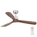 FARO 33370DC - Ventilatore da soffitto LANTAU marrone/cromo opaco d. 132cm  + telecomando