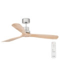 FARO 33373DC - Ventilatore da soffitto LANTAU legno/cromo opaco  d. 132cm + telecomando