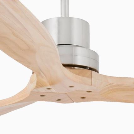FARO 33373DC - Ventilatore da soffitto LANTAU legno/cromo opaco  d. 132cm + telecomando