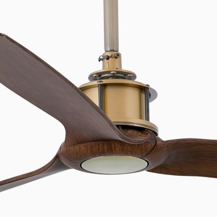 FARO 33398WT - Ventilatore da soffitto JUST FAN M, diametro 128 cm, marrone/ottone, Wi-Fi Tuya + telecomando