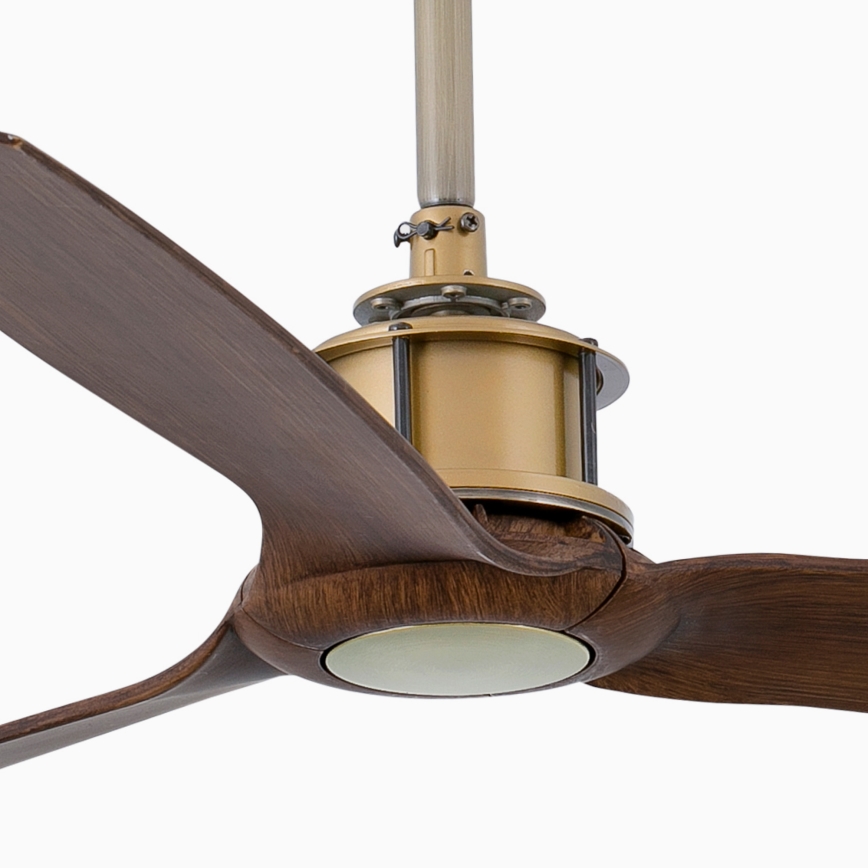 FARO 33398WT - Ventilatore da soffitto JUST FAN M, diametro 128 cm, marrone/ottone, Wi-Fi Tuya + telecomando