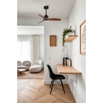 FARO 33425WT - Ventilatore da soffitto JUST FAN S Ø 81 cm marrone/nero Wi-Fi Tuya + telecomando