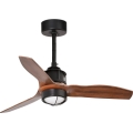 FARO 33425WT1N - Ventilatore da soffitto LED dimmerabile JUST FAN con LED/16W/230V Ø 81 cm marrone/nero Wi-Fi Tuya + telecomando