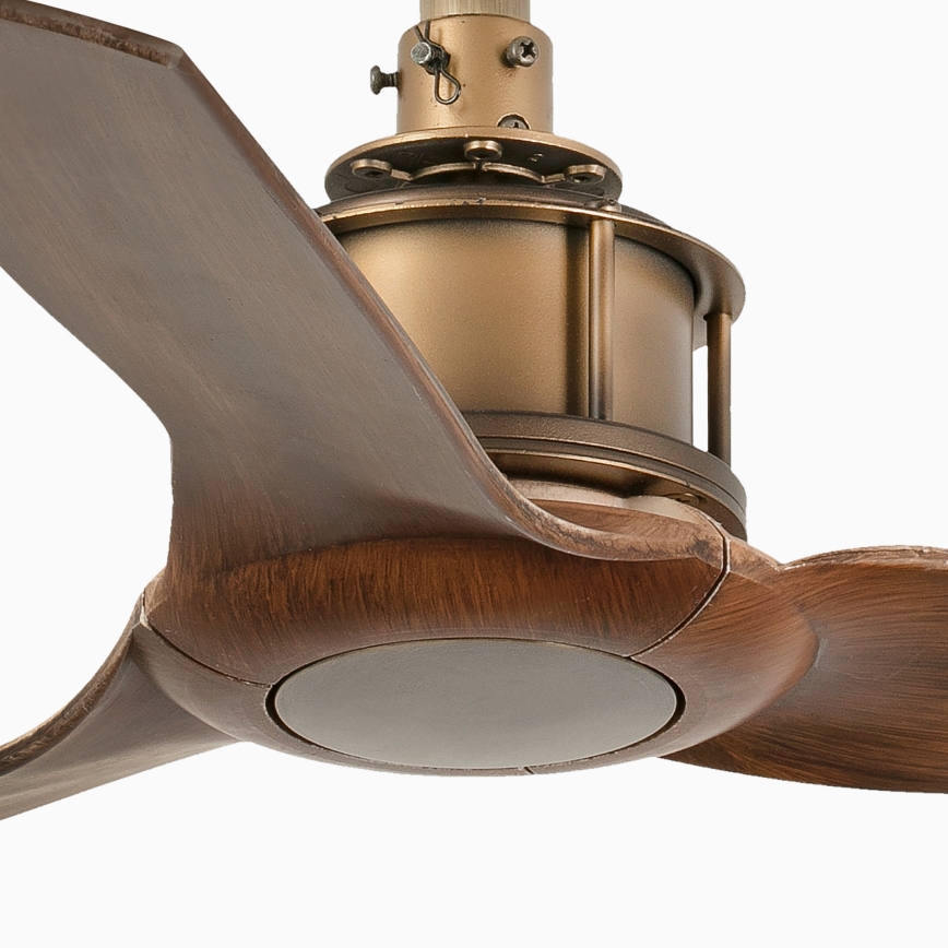 FARO 33428WT - Ventilatore da soffitto JUST FAN S Ø 81 cm marrone/ottone Wi-Fi Tuya + telecomando