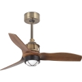 FARO 33428WT1N - Ventilatore da soffitto con LED dimmerabile JUST FAN/16W/230V Ø 81 cm marrone/ottone Wi-Fi Tuya + telecomando