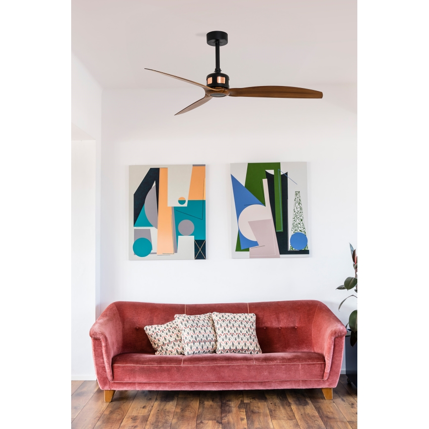 FARO 33451WT - Ventilatore da soffitto COPPER FAN M diam. 128 cm marrone/nero Wi-Fi Tuya + telecomando