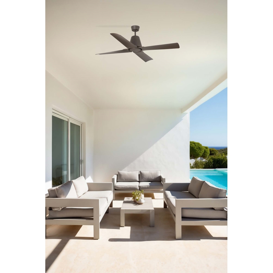FARO 33490 - Ventilatore da soffitto TYPHOON IP44 marrone + telecomando