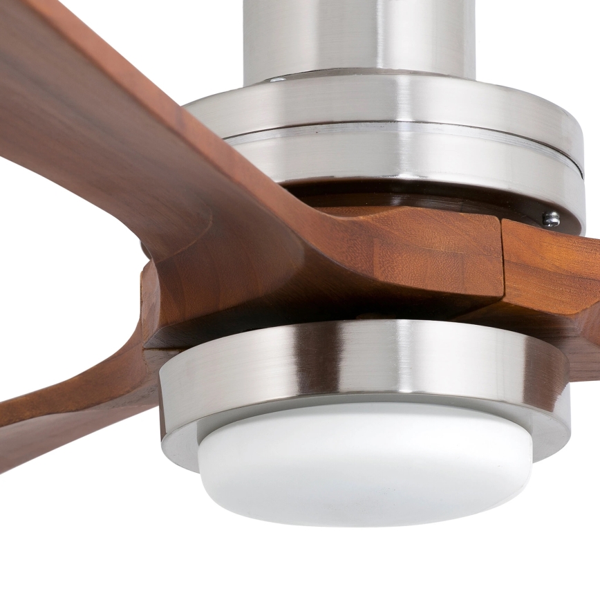FARO 33518DC - Ventilatore da soffitto LED LANTAU LED/15W/230V Ø 132 cm cromo opaco/legno + telecomando