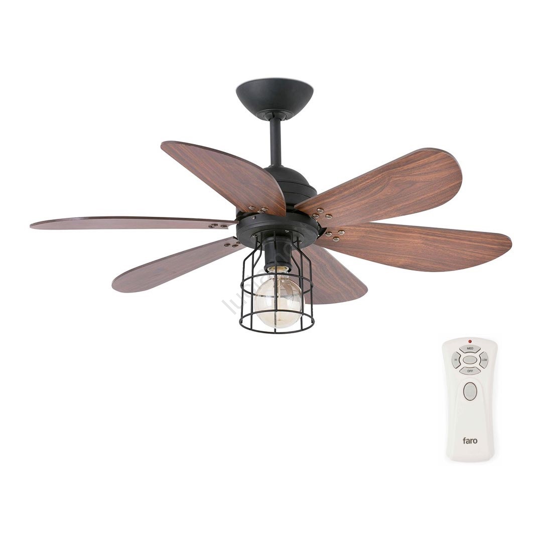 Ventilatore A Soffitto CARERA GR, Colore Lacca Grafite E Castagna, Design Portatile