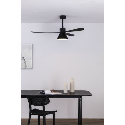FARO 33761WT-23 - Ventilatore da soffitto dimmerabile a LED AMELIA L CONE LED/20W/230V 2700/3500/5000K nero diametro 132 cm Wi-Fi Tuya + telecomando