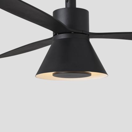 FARO 33761WT-23 - Ventilatore da soffitto dimmerabile AMELIA L CONE LED/20W/230V 2700/3500/5000K nero pr. 132 cm Wi-Fi Tuya + telecomando