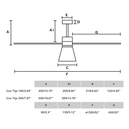 FARO 33762WT-24 - Ventilatore da soffitto dimmerabile a LED AMELIA L CONE LED/20W/230V 2700/3500/5000K gray dia. 132 cm Wi-Fi Tuya + telecomando