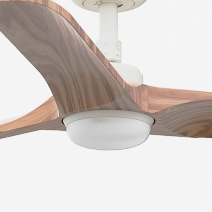 FARO 33805-1TW - Ventilatore da soffitto dimmerabile HEYWOOD con LED, 10W/230V, 2700/3000/4000K, finitura legno/bianco, Ø 90 cm + telecomando incluso
