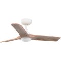 FARO 33805WT-1TW - Ventilatore da soffitto LED dimmerabile HEYWOOD con LED/10W/230V, 2700/3000/4000K, legno/bianco, Ø 90 cm, Wi-Fi Tuya + telecomando