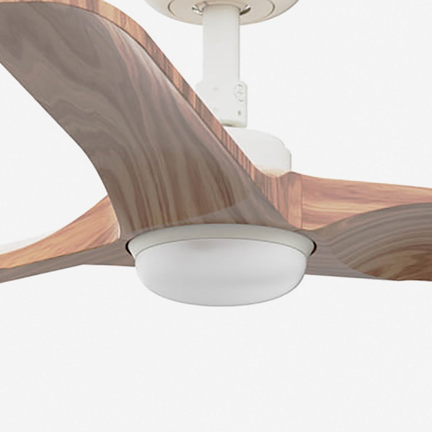 FARO 33805WT-1TW - Ventilatore da soffitto LED dimmerabile HEYWOOD con LED/10W/230V, 2700/3000/4000K, legno/bianco, Ø 90 cm, Wi-Fi Tuya + telecomando