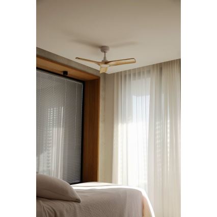 FARO 33805WT - Ventilatore da soffitto HEYWOOD S legno/bianco Ø 90 cm Wi-Fi Tuya + telecomando