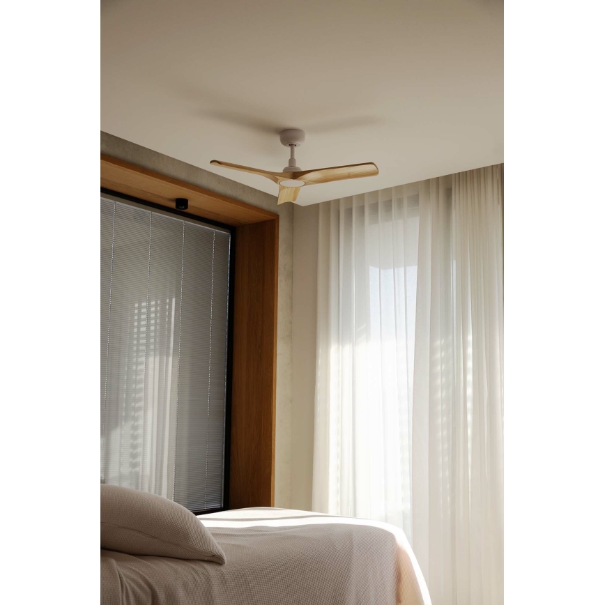 FARO 33805WT - Ventilatore da soffitto HEYWOOD S legno/bianco diametro 90 cm Wi-Fi Tuya + telecomando