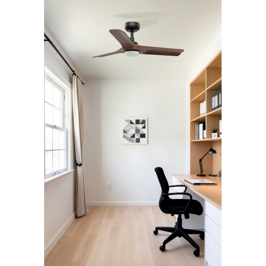 FARO 33806-1TW - Ventilatore da soffitto dimmerabile a LED HEYWOOD S LED/10W/230V 2700/3000/4000K legno/nero Ø 90 cm + telecomando