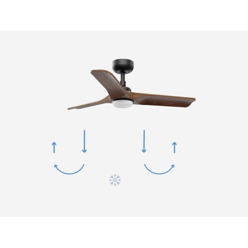 FARO 33806-1TW - Ventilatore da soffitto dimmerabile LED HEYWOOD S LED/10W/230V 2700/4000/6000K legno/nero Ø 90 cm + telecomando