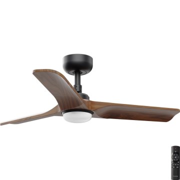 FARO 33806-1TW - Ventilatore da soffitto dimmerabile LED HEYWOOD S LED/10W/230V 2700/4000/6000K legno/nero Ø 90 cm + telecomando