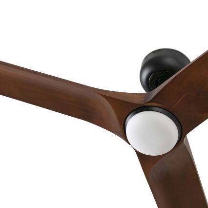 FARO 33806WT-1TW - Ventilatore da soffitto dimmerabile a LED HEYWOOD S LED/10W/230V 2700/4000/6000K legno/nero diam. 90 cm Wi-Fi Tuya + telecomando