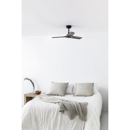 FARO 33806WT - Ventilatore da soffitto HEYWOOD S legno/nero diametro 90 cm Wi-Fi Tuya + telecomando