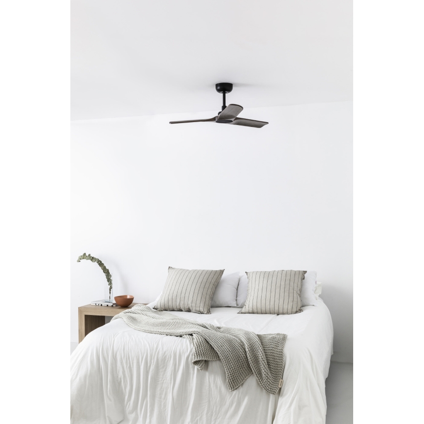FARO 33806WT - Ventilatore da soffitto HEYWOOD S legno/nero diametro 90 cm Wi-Fi Tuya + telecomando