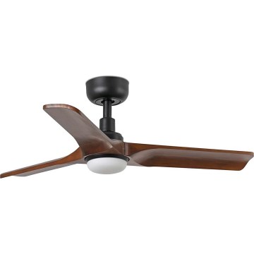 FARO 33806WT1S - Ventilatore da soffitto LED dimmerabile HEYWOOD S LED/10W/230V 2700/3000/4000K Ø 90 cm legno/nero Wi-Fi Tuya + telecomando