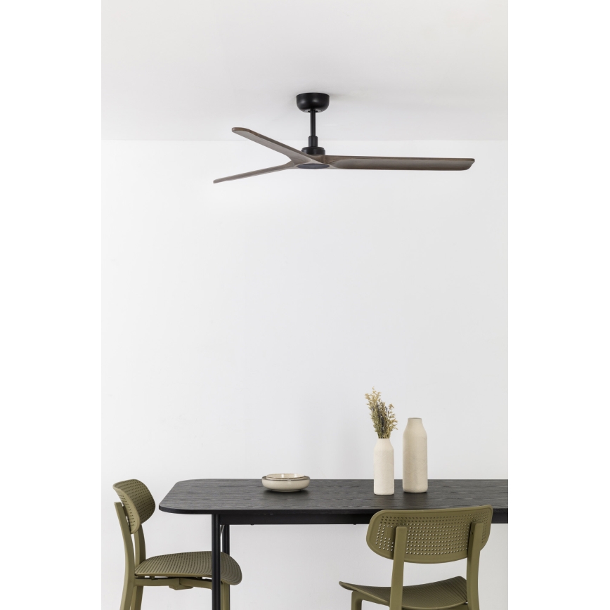FARO 33809WT - Ventilatore da soffitto HEYWOOD L legno/nero diam. 132 cm Wi-Fi Tuya + telecomando