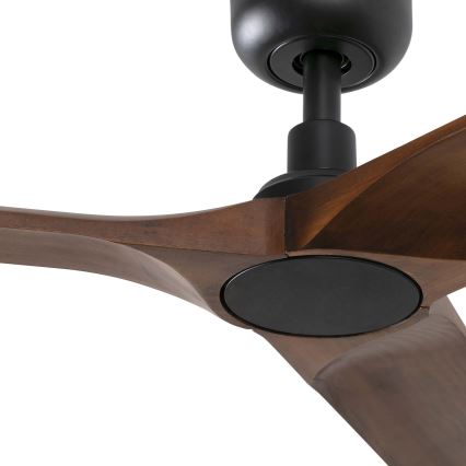 FARO 33809WT - Ventilatore da soffitto HEYWOOD L legno/nero diam. 132 cm Wi-Fi Tuya + telecomando