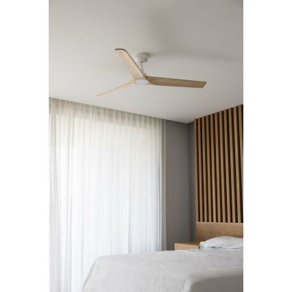FARO 33810WT - Ventilatore da soffitto HEYWOOD L legno/bianco diam. 132 cm Wi-Fi Tuya + telecomando