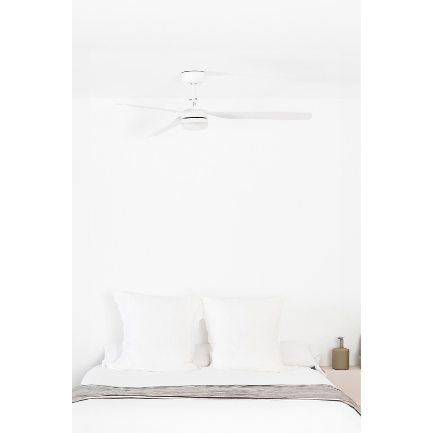FARO 33814WT1S - Ventilatore da soffitto dimmerabile PUNT M LED/18W/230V 2700/3000/4000K Ø 132 cm bianco Wi-Fi Tuya + telecomando