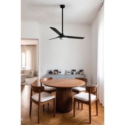 FARO 33815WT1S - Ventilatore da soffitto dimmerabile a LED PUNT M LED/18W/230V 2700/3000/4000K Ø 132 cm nero Wi-Fi Tuya + telecomando