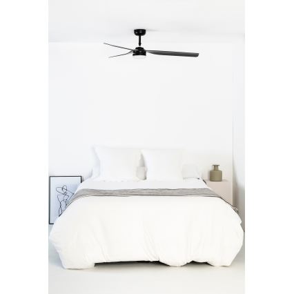 FARO 33815WT1S - Ventilatore da soffitto dimmerabile a LED PUNT M LED/18W/230V 2700/3000/4000K Ø 132 cm nero Wi-Fi Tuya + telecomando