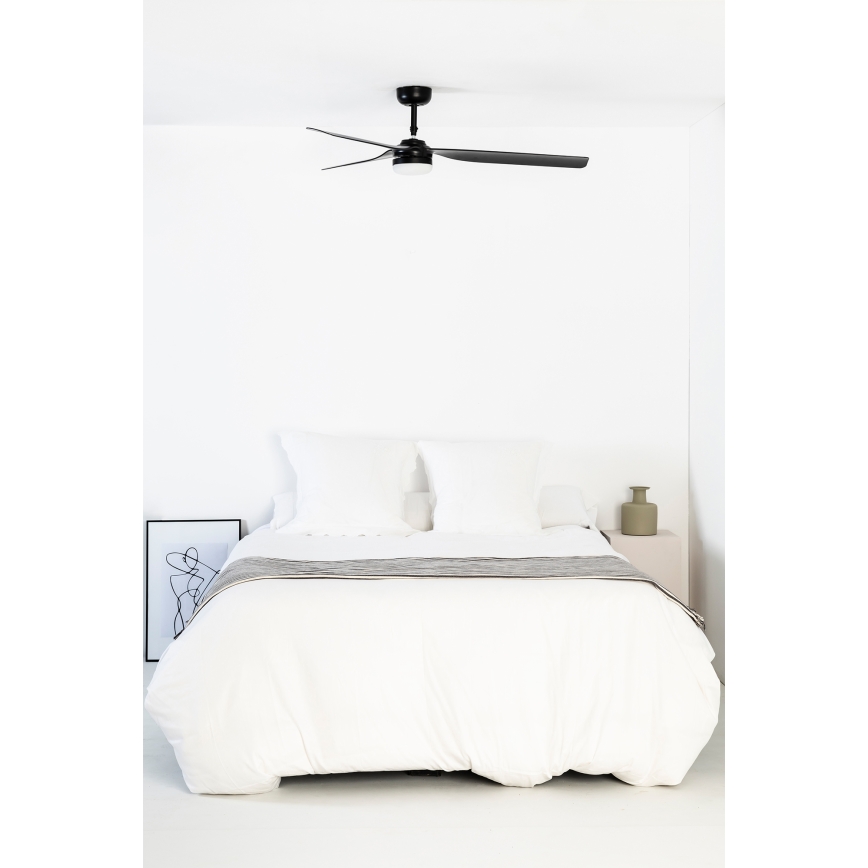 FARO 33815WT1S - Ventilatore da soffitto dimmerabile a LED PUNT M LED/18W/230V 2700/3000/4000K Ø 132 cm nero Wi-Fi Tuya + telecomando