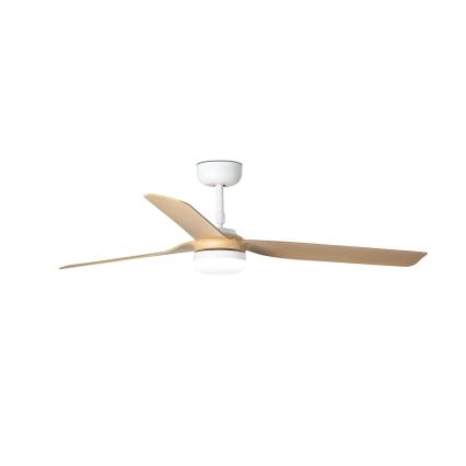 FARO 33816WT-20 - Ventilatore da soffitto dimmerabile a LED PUNT M LED/18W/230V marrone/bianco diametro 132 cm Wi-Fi Tuya + telecomando